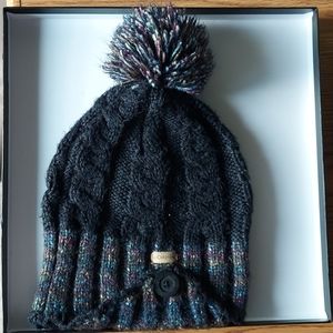Columbia beanie black and multi color with pom pom